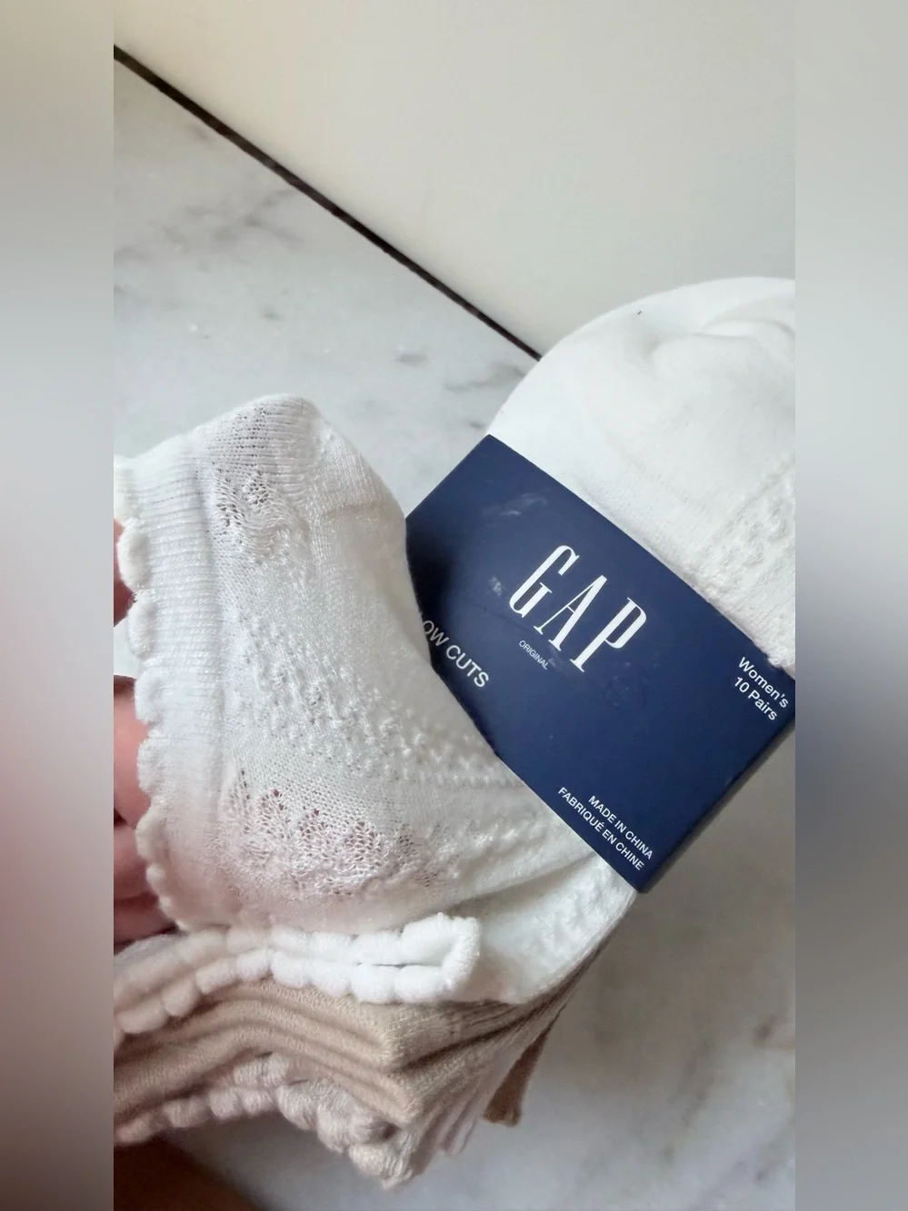 GAP Women's Cotton Low Cut Socks - White & Tan set of 10